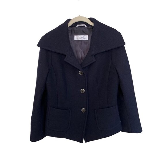 Max Mara Wool Angora Pea Coat Jacket - Picture 1 of 7
